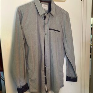 Gray Casual Button Down Shirt with Modern Cut